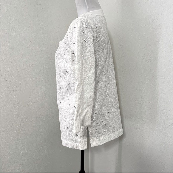 Charter Club Women’s Bohemian Eyelet Embroidered 100% Cotton V-Neck Tunic EUC - Picture 4 of 8